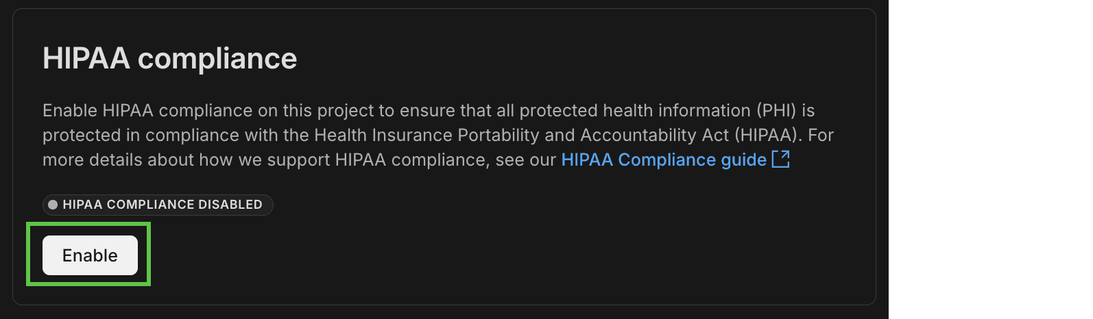 Enable HIPAA