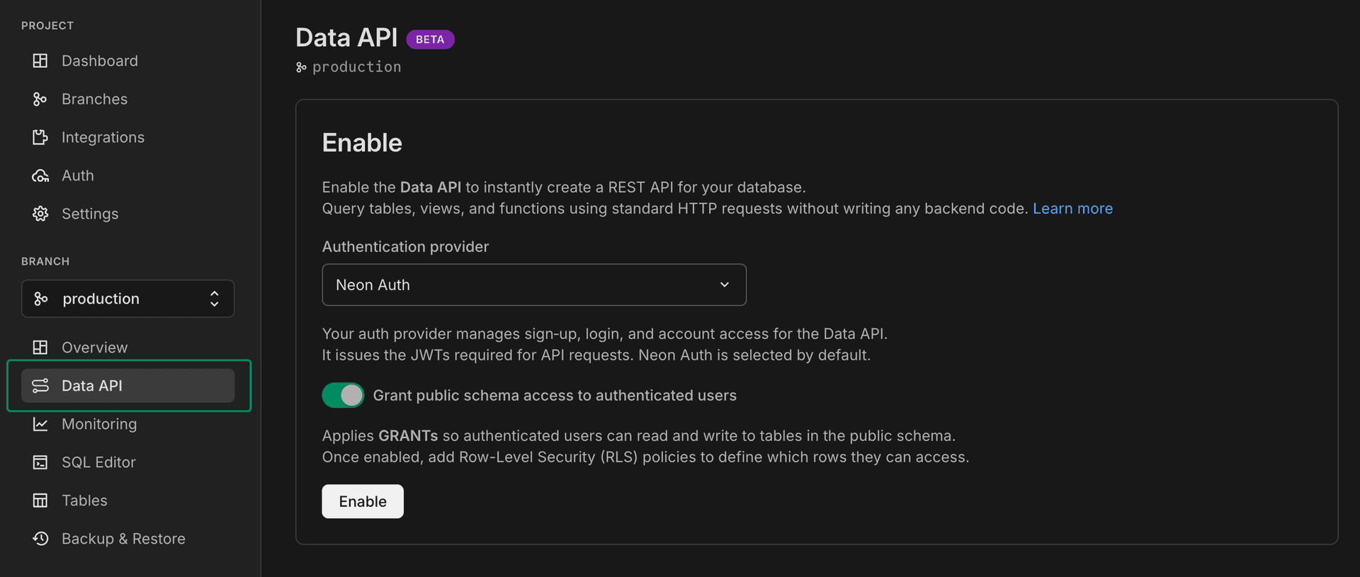 new data api page